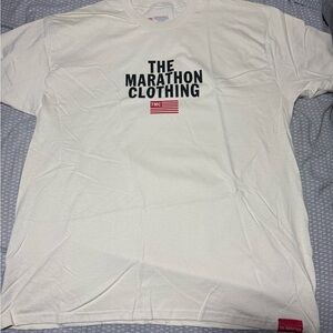The Marathon Clothing Beige Logo T-Shirt (callout)